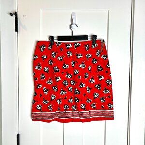Talbots Ladybug Bright Red Novelty Print Pencil Mini Skirt Cotton Size 14P NWT